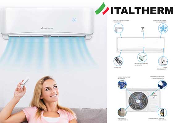 Arianova propone in offerta i Climatizzatori di Italtherm. Una grande azienda italiana con prodotto all'avanguardia sia di prestazioni che di bassissimi consumi elettrici. Macchine di FASCIA ALTA che Arianova vi permetterà di avere a un prezzo accessibile.